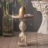 French Light Luxury Carved Solid Wood Small Tea Table Hem Stay Wedding Decoration Retro Round Tables Old Ins Wind Sand Hair Edge Table