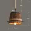 Lampes suspendues American Retro Loft Barrel Light Industrial Creative Dining Room Cafe Restaurant Lustre Réglable Bois Drolight
