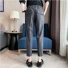 Pantalons pour hommes Été Hommes Plissé Mode Ceinture Décoration Cheville Longueur Casual Slim Fit Social Business Pantalon Streetwear