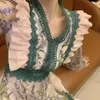 2021 Summer Runway Kobiety luksus koronkowy kwiatowy haft siatkowy sukienka femme seksowna elegancka bohemian maxi długie sukienki vestidos