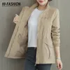 Kvinnors trenchrockar Hi-Fashion Women Double Layer Windbreaker Autumn Casual Slim Coat Fashion Plus Size 4XL Stand-Up Collar Ladies Jacket 221124