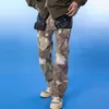 Männer Hosen Hip Hop Camouflage Casual Männer PU Leder Patchwork Tasche Hosen Vintage Baggy Cargo Streetwear Männlichen Frühling Herbst