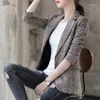 Kadınlar Suits Kadın Blazers Ceketler 2022 Zarif Günlük Twoundots Plaid Baskı Uzun Kollu İnce Fit Bayanlar Takım Kadın Büyük Artı Boyut