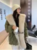 Winter Duck Down Jacket Bat Sleeve Women Oversized Coat Fluffy Faux Fur Warm