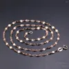 Chains 18k Pure Gold Necklace Genuine Rose Women Fine 2mm Tiles Matched For Any Pendant 18inchL Gift