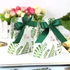 Embrulho de presente 20/50pcs Caixa de doces de casamento criativo europeu Folhas verdes Chocolates Festas de festas de embalagem Decoração