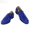 Fashion 2023 Blue Glitter Nietschuhe Slip-On-Laibers EU38-EU47 MEN STECKING STICED SHOUS RED ROYAL DENDELION Flats Hochzeitsschuhe f￼r Mann