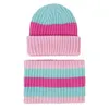 2PCS/Set Cap Baby Striped Knit Beanie Zima ciepła czapka dziecięca dzieci urocze wiep śnieżny de969