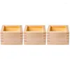 Bottiglie di stoccaggio 3Pcs Portasake quadrato in legno Stile giapponese Supporto semplice