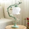 Table Lamps European Green Vintage Rose Lamp For Bedroom Metal Flower Living Room Light Art Deco Girl Bedside Fixture