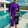 يضع Men's Tracksuits Summer Short Sleeve T-Shirt Suit Fashion 2 قطعة الشارع 3D Print Sports Shorts TrackSuit Suild 221128