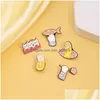 Broches Broches Animal De Bande Dessinée Broches 5 Pcs Ensemble Heureux Chat Patte Émail Écharpe Boucle Badges Fleur Poisson Lettre Alliage Broche Femmes Bijoux Dhxv7