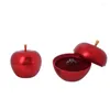 Jewelry Pouches Red Metal Apple Storage Box Female Ring Pendent Showcase Jewellery Organizer For Lover Christmas Engagement Wedding Gift