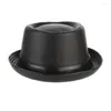 Beret Herren European American Fedoras Hut Männlicher Curling PU Leder Cap Erwachsener Gentleman Elegant Fashion Party Bankett Hats H7213