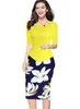 فساتين غير رسمية Thintenda Women Elegant Floral Print Dress Fye Fake Office Office Walk Pencil Brade Business Party Party Bodycon Dresses 221126