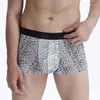 Caleçon homme Boxer slips Sexy mi-taille sous-vêtements hommes U convexe poche Shorts imprimé léopard culotte boxeurs pour homme A50