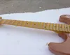 6 strängar NATURL WOOD Color Electric Guitar med SSS Pickups Scalloped Yellow Maple Fretboard Anpassningsbar