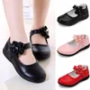 Sneakers Girls Leather Shoes for Children Wedding Dress Princess School Kids Summer Bowknot Black Student Sandals Korean Fashion 221125