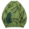 2023 Sweater Homem Harajuku Moda malha de hip hop Streetwear Dinosaur Cartoon Pullover Oversize Casual Casual Oneck Sweaters Vintage 220815