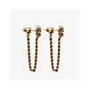 Hip Hop Style Skull Stud Encring Gold Silver Women Men Heledon Tassel Chain ker