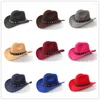 Basker kvinnors ull filt västra cowboyhatt med roll-up bred grim gentleman lady jazz cowgirl punk rivet bälte sombrero caps c18