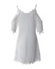 Casual Dresses Summer Women Casual Loose Daily Vacation White Dress Half Sleeve Cold Shoulder Contrast Lace Casual Dress 221126