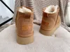 Botas de plataforma gruesa de actualización clásica para mujer Botas de nieve de cuero súper mate Botines de diseñador de invierno cómodos de gamuza Tamaño 35-41