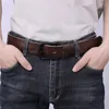 Gürtel 2022 Hochwertiges echtes Leder für Männer Brand Gurt Männliche Doppelnadelstift Schnalle Fancy Vintage Jeans Cowboy Cintos