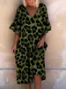 Casual Dresses Summer Fashion Women Loose Boho Elegant Dress Large Big Party Ruffle Sleeve Leopard Print Dresses 221126