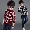 Pullover Autumn Winter England Style Kids Boy Plaid tröja Päls Barnkläder Baby Jacquard Cotton Boys 4-10Y 221128