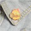 Pins Brooches Small Flame Hugs Wood Enamel Brooches Cartoon Creative Custom Japanese Pin Fire Elf Badge Personality Bag Lapel Pins Dh3Nb