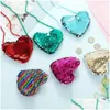 Storage Bags Cute Single Shoder Diagonal Heart Shape Bag With Lanyard Mermaid Sequins Small Coin Purses Traveling Girls Storage Bags Dhiph