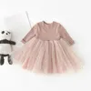 Sukienki dziewczynki humor niedźwiedź ubrania dziecięce gwiazdy księżyc dekoracja siatki sukienka długi kostium body ubrania 221125