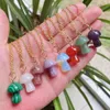 Natursten snidande svamp form hänge reiki helande kristall aventurin roskvartin Agenat opal halsband för kvinnor smycken