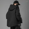 Jackets masculinos Men Winter Coat Streetwear Cargo Zipper Side Pocket Techwear Parkas Man 2022 Japonês com capuz