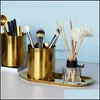 Vases Gold Plated Pen Container Retro Vase Stainless Steel Mti Function Desktop Storage Cup Home Furnishings Fashion Cosmetic Tube 1 Dht4A