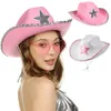 Beretten schijnen pailletten sterrenpatroon fedora hoed voor vrouwen mannen pentagram cowboy cap met roll -up roll western -stijl hoeden