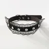 Collana girocollo corta in pizzo nero da donna con strass vintage regolabile catena clavicola gioielli festival estetico