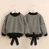 Pullover Autumn Spring 3 4 6 8 10 12 Years Children O-Neck Knitted Cotton White Black Striped Sweater For Kids Baby Girls 221128