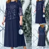 Casual Dresses SpringSummer Elegant Dresses for Women Party Sheer Half Sleeve Floral Lace Layered Mother of Bride Midi Dress Wedding 221126