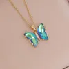 Cubic Zircon Elegant Limited Jewelry Crystal Butterfly Double Sided Necklace Ladies Simple Style Jewelry Gift