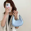 Totes Pu Leather Women Women Luxury Designer Bolsa Bolsa 2022 Moda Vintage Double Zipper Half Moon Crescent Hobos Bags de ombro Y2211