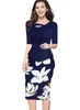 فساتين غير رسمية Thintenda Women Elegant Floral Print Dress Fye Fake Office Office Walk Pencil Brade Business Party Party Bodycon Dresses 221126