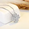 Hänge halsband qiaolanxuan imitation silver klöver hänge kvinnors blomma halsband tillbehör höst och vinter enkla smycken gåvor