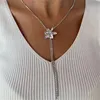 ELEGENT FASHIO RINSTONE LUNGA LUNGA Frtassel Neckace Danni per feste Super Flflower Crystal Cbone Chain Chain Gioielli Regalo