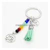 Portachiavi Pietra naturale 7 Chakra Energy Yoga Fitness Portachiavi Portachiavi Lotus Nappa Portachiavi Anelli per donna Uomo Drop Delivery Jewelr Dh5Ny