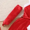 Kläduppsättningar Småbarn Kids Baby Girls Christmas Santa Costume Sleeveless Belted Dress Gloves Hat Set 16T 221125