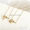 Pendant Necklaces Fashion Tiny Heart Dainty Initial Necklace Gold Sier Color Letter Name Choker For Women Pendant Jewelry Gift Drop Dhho4