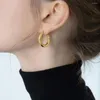 Boucles d'oreilles créoles en acier inoxydable plaqué or 18 carats, tube ouvert, remplissage sans nickel, minimaliste, chic, cadeau délicat pour elle