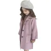 Coat Spring Autumn Wool Blends Jacket f￶r Girl Korean Version f￶rdubblar syntes Midl￤ngd Casual Childrens Clothing 221125